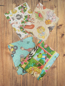 4 Half Yards  -Assorted Bazooples Jungle Animals Half Yard Bundle