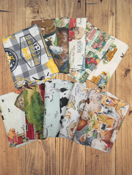 Assorted Farm Cotton - 1/2 Yard Cuts -  10 Prints- Fabric Bundle