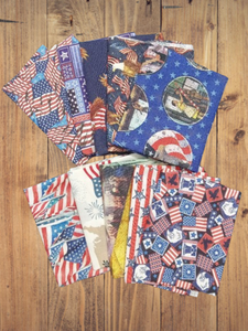 10 Fat Quarters - Assorted USA Patriotic Fat Quarter Bundle