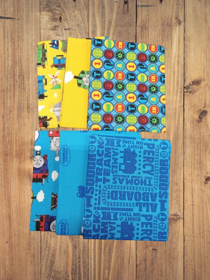 6 Fat Quarters Bundle - All Aboard Thomas And Friends Blue & Yellow Cotton Fat Quarter Bundle