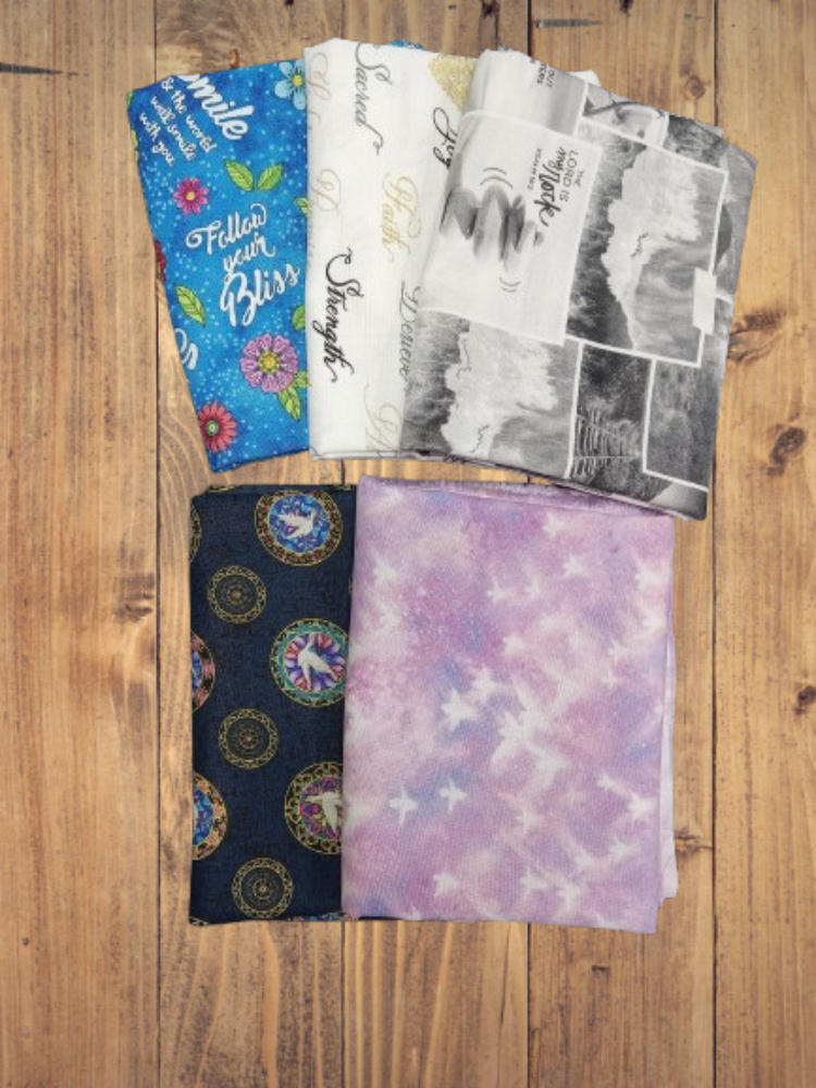 5 Fat Quarters - Assorted Faith Religious Fat Quarter Bundle
