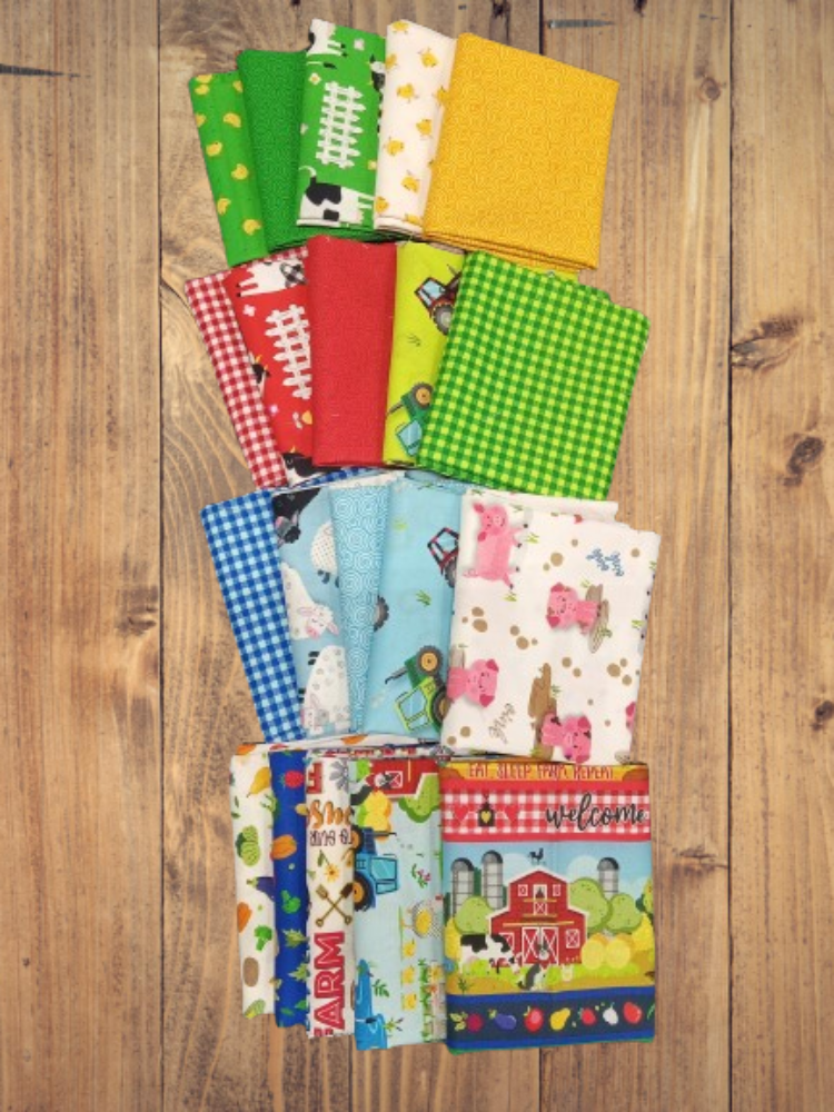 Assorted Barnyard Flat Fold Assortment 10, 25, 30, or 40 Yards Bundle Cotton Fabric