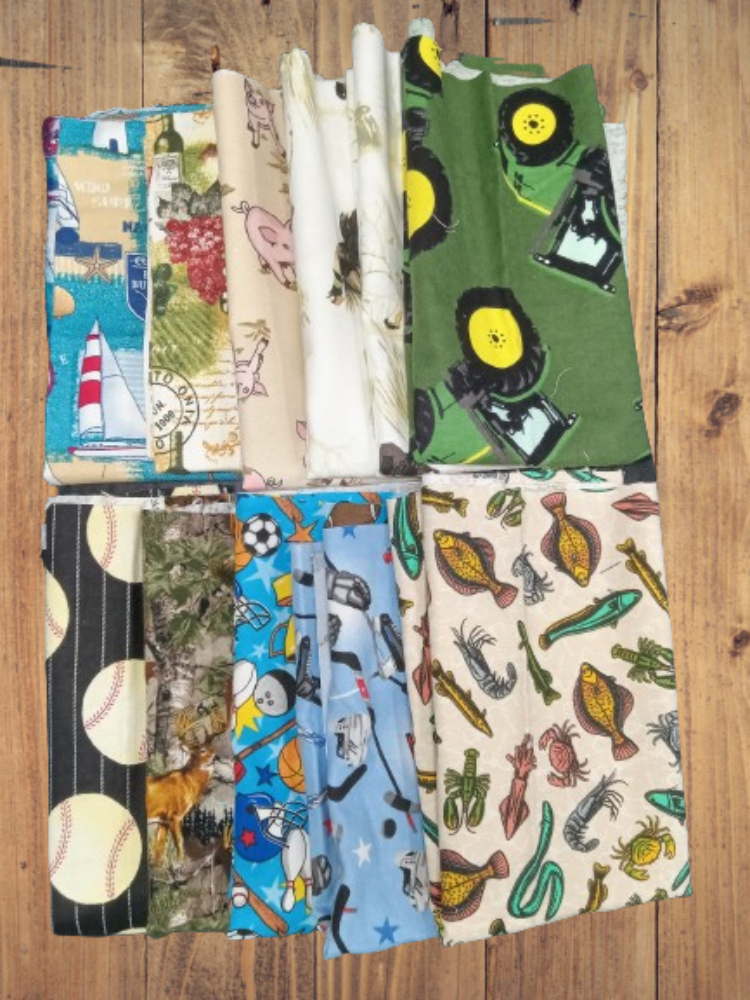 Assorted Novelty Flannel Fabric - 1 lb Fat Quarter Bundle