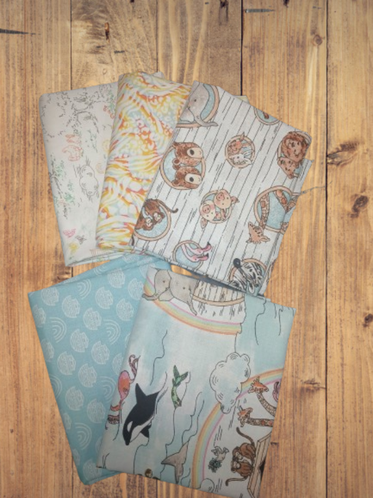 5 Fat Quarters - Assorted Two by Two Noah's Ark Fat Quarter Bundle
