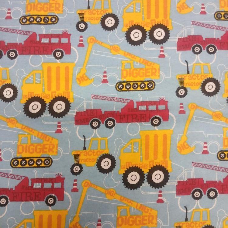 Construction Equipment Names Flannel Fabric