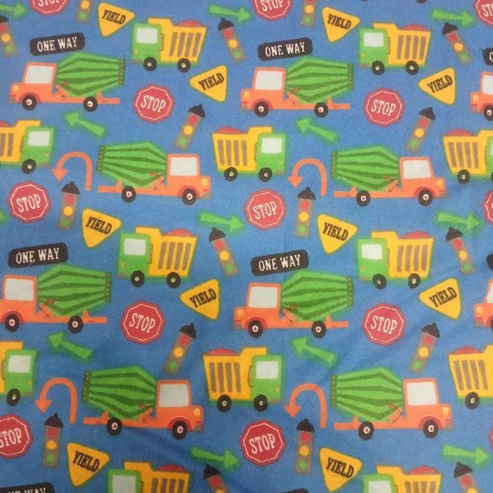 Construction Road Work Signs Flannel Fabric