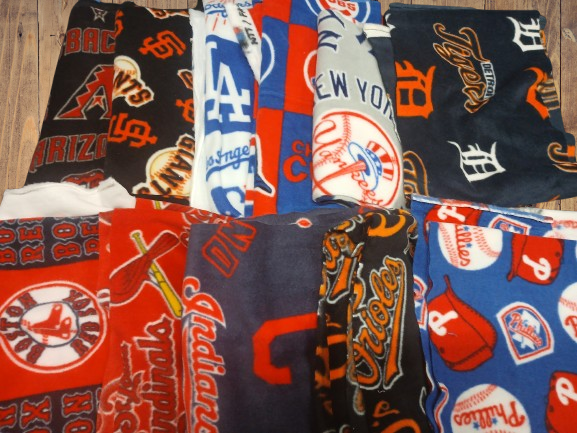 Assorted MLB Baseball Fleece Flat Fold Assortment 10 Yard Bundle Fabric