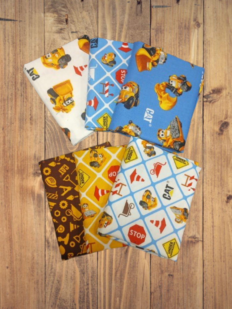 Assorted Caterpillar Equipment Junior Cotton Fabric - 1 lb Scrap Bundle