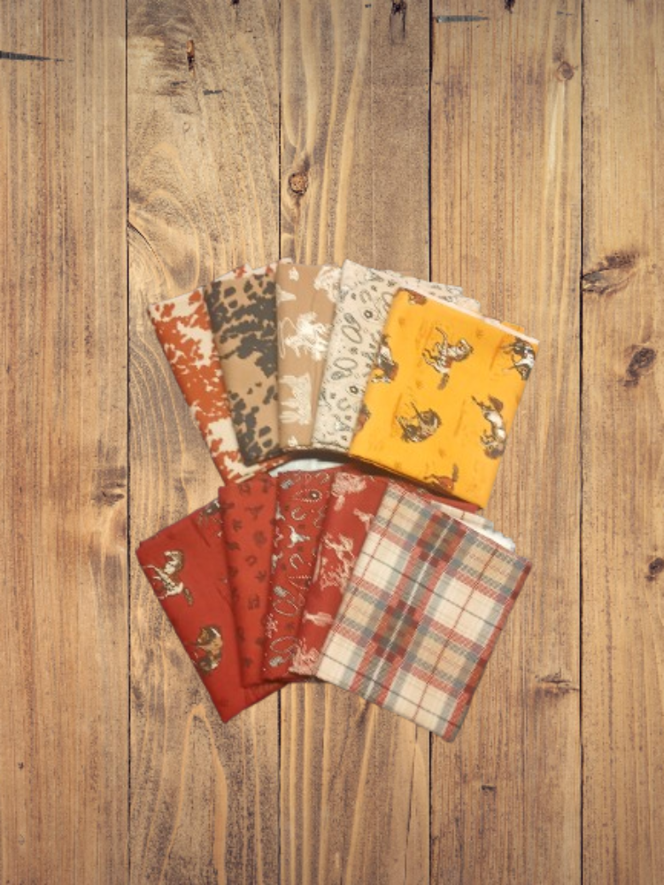 10 Fat Quarters - Assorted John Wayne Courage Sand & Red Barn Fat Quarter Bundle