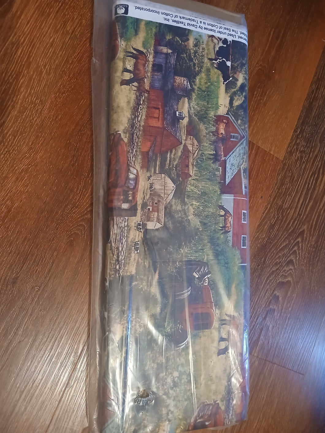 Farm Barns & Trucks Red Cotton Fabric by the Bolt