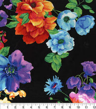 Load image into Gallery viewer, Handmade Valance or Curtain Panel Vibrant Floral On Black Large
