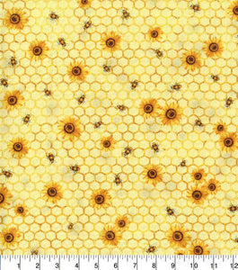 Honeycomb Florals Yellow Cotton Fabric