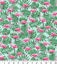 Load image into Gallery viewer, Handmade Valance or Curtain Panel Pink Flamingos In Palm Leaves
