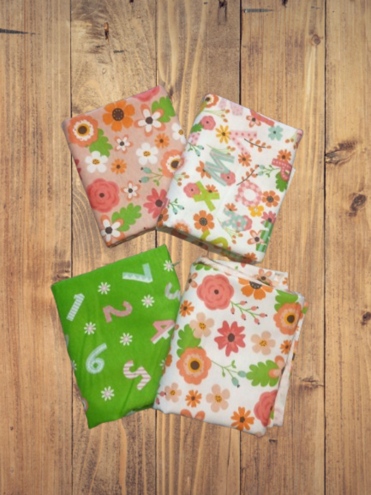 4 Fat Quarters - Assorted Spring Learning Flannel Fat Quarter Bundle