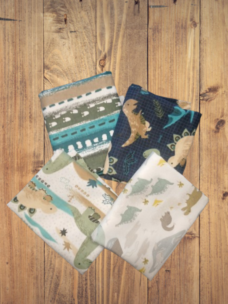 4 Fat Quarters - Assorted Dinosaur Flannel Fat Quarter Bundle