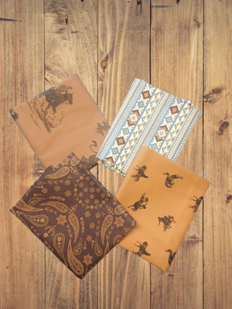 4 Fat Quarters - Assorted Back of the Chutes Western Brown Fat Quarter Bundle