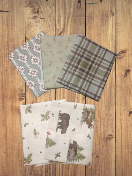5 Fat Quarters - Assorted Let's Get Lost In The Woods Green Fat Quarter Bundle