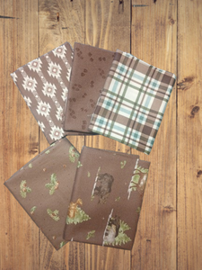 5 Fat Quarters - Assorted Let's Get Lost In The Woods Brown Fat Quarter Bundle