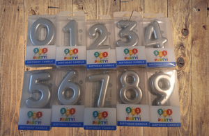 Assorted 321 Numbered Birthday Candles Silver - Bundle of 91