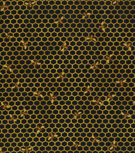 Load image into Gallery viewer, Handmade Valance or Curtain Panel Bees On Honeycomb Black
