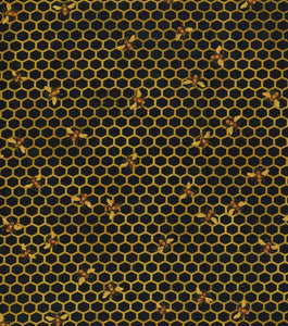 Handmade Valance or Curtain Panel Bees On Honeycomb Black