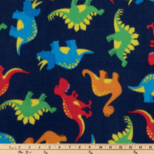 Load image into Gallery viewer, Multi-Color Dinosaurs Fleece Fabric
