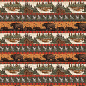 Wilderness Trail Brown Stripe Cotton Fabric