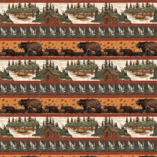 Wilderness Trail Brown Stripe Cotton Fabric