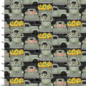 White Cottage Farm Farm Fresh Trucks Cotton Fabric