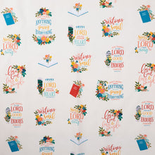 Load image into Gallery viewer, Block Scripture Cotton Calico Fabric
