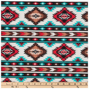 Red & Turquoise Southwest Flannel Fabric