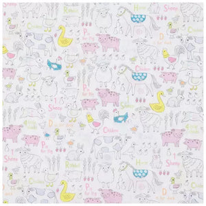 Pastel Farm Animals Cotton Calico Fabric