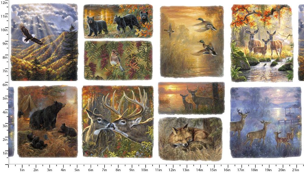Whitetail Country Countryside Patch Multi Cotton Fabric