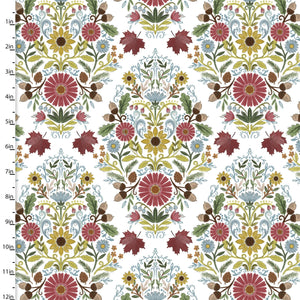Handmade Placemat Or Table Runner Autumn Meadow Damask Flowers White
