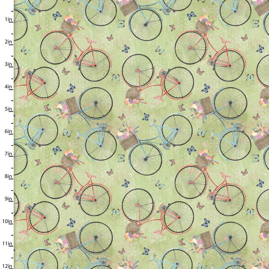 Handmade Placemat Or Table Runner Bunny Kisses & Easter Wishes Blooming Bicycles Green
