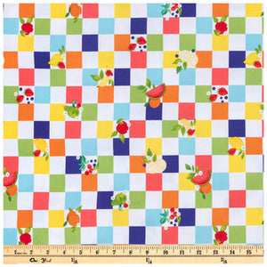 Checkered Fruit Cotton Calico Fabric