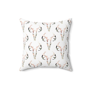 Rustic Skull Print Square Pillow - Bohemian Home Decor