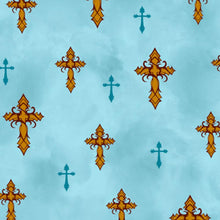 Load image into Gallery viewer, Handmade Placemat Or Table Runner Amazing Grace Crosses Teal
