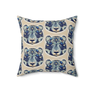 Boho Bear Pattern Decorative Pillow | Cozy Animal Print Cushion