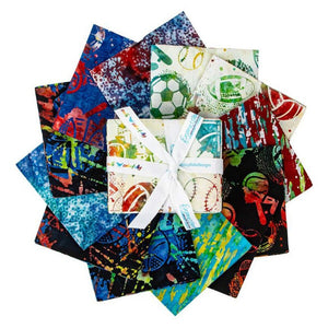 12 Fat Quarters - Expressions Batiks Let's Play Ball! Fat Quarter Cotton Bundle
