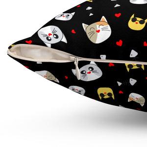 Playful Cat-Themed Decorative Pillow