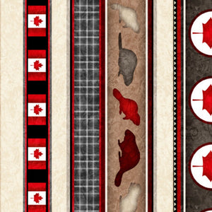 Handmade Placemat Or Table Runner The Great White North Animal and Leaf Stripe
