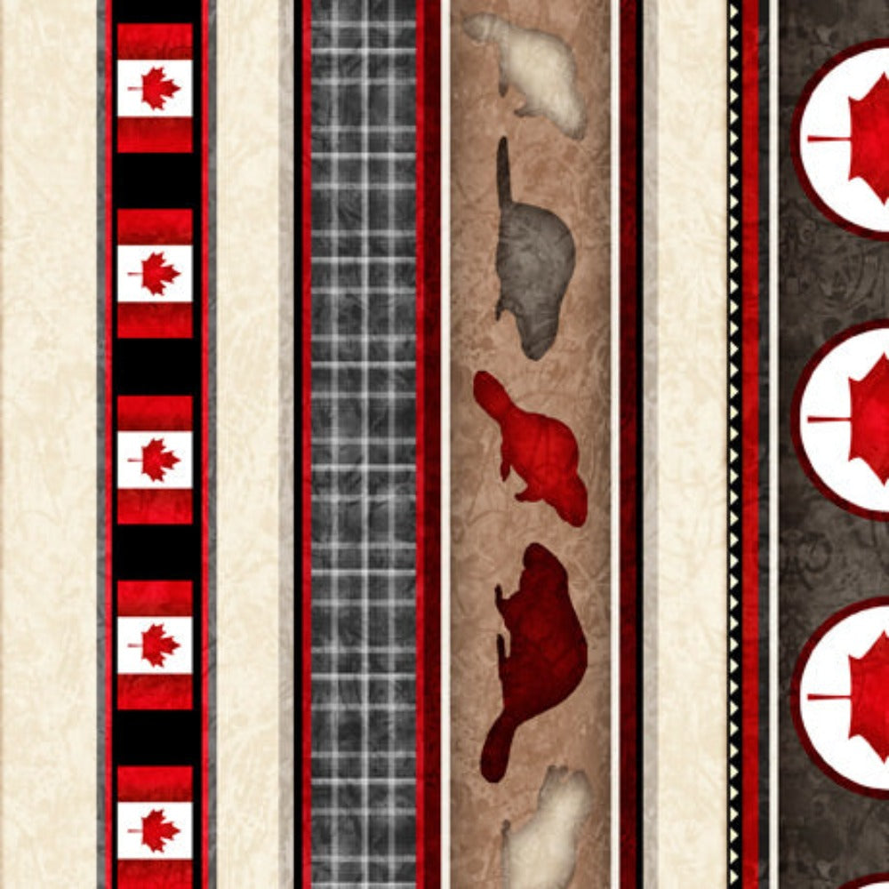 Handmade Placemat Or Table Runner The Great White North Animal and Leaf Stripe