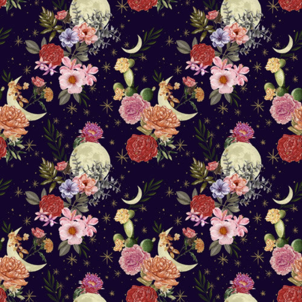 Midnight Rendezvous Dark Purple Cotton Fabric