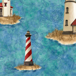 Handmade Placemat Or Table Runner This & That VIII Lighthouses Blue