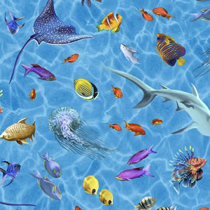 Handmade Placemat Or Table Runner Treasures at Sea Spaced Sealife Blue