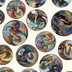 Dragon Fyre Dragon Round Picture Patches Cotton Fabric