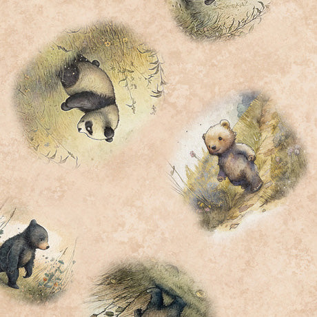 Bear Hugs Bear Vignettes Cotton Fabric
