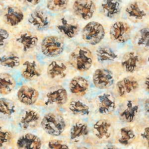 Running Wild Cowboy Cowgirl Vignettes Cream Cotton Fabric