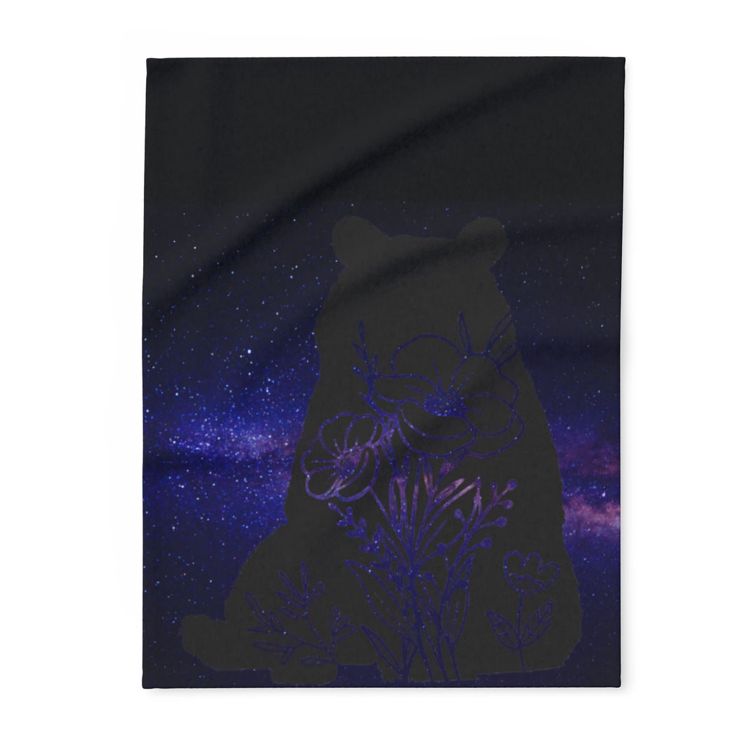 Cosmic Bear Arctic Fleece Blanket - Cozy Starry Night Throw for Home Decor and Gifts